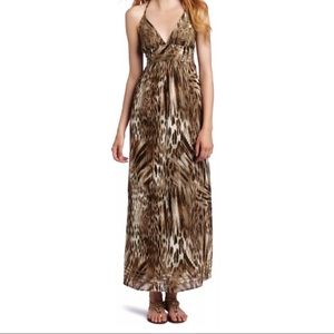 Lucky Brand Animal Print Halter Top Maxi Dress Sz XS